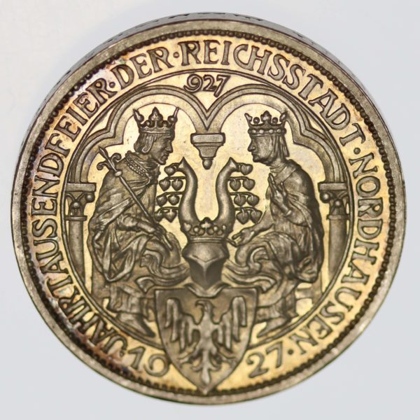weimarer-republik-deutsche-silbermuenzen - Weimarer Republik 3 Reichsmark 1927 Nordhausen
