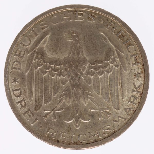 weimarer-republik-deutsche-silbermuenzen - Weimarer Republik 3 Reichsmark 1927 Uni Marburg