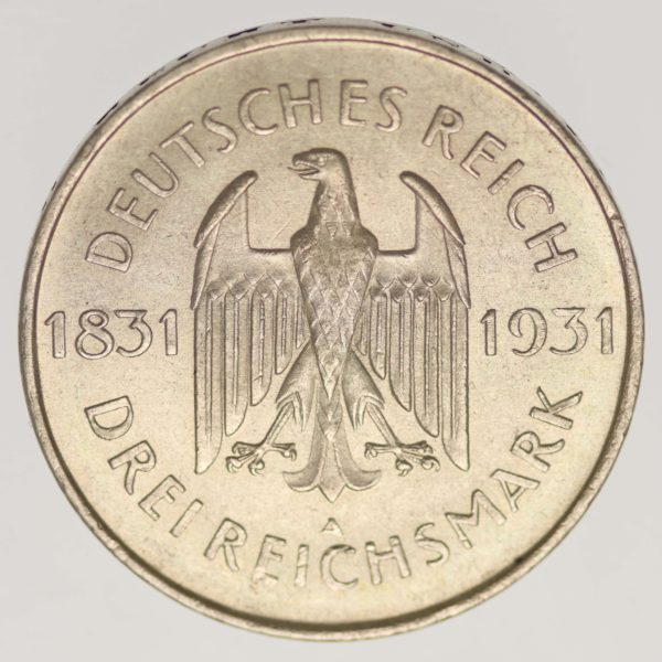 weimarer-republik-deutsche-silbermuenzen - Weimarer Republik 3 Reichsmark 1931