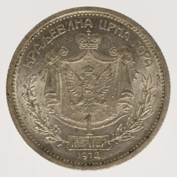 montenegro-silbermuenzen-uebriges-europa - Montenegro Nikolaus I. 1 Perper 1912