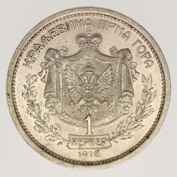 montenegro-silbermuenzen-uebriges-europa - Montenegro Nikolaus I. 1 Perper 1912