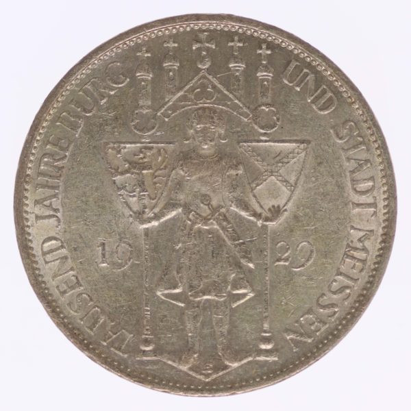 weimarer-republik-deutsche-silbermuenzen - Weimarer Republik 3 Reichsmark 1929 Meißen