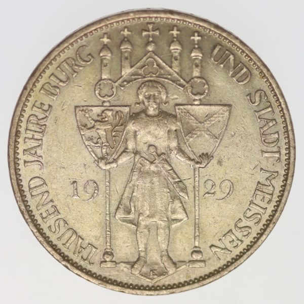 weimarer-republik-deutsche-silbermuenzen - Weimarer Republik 3 Reichsmark 1929 Meißen