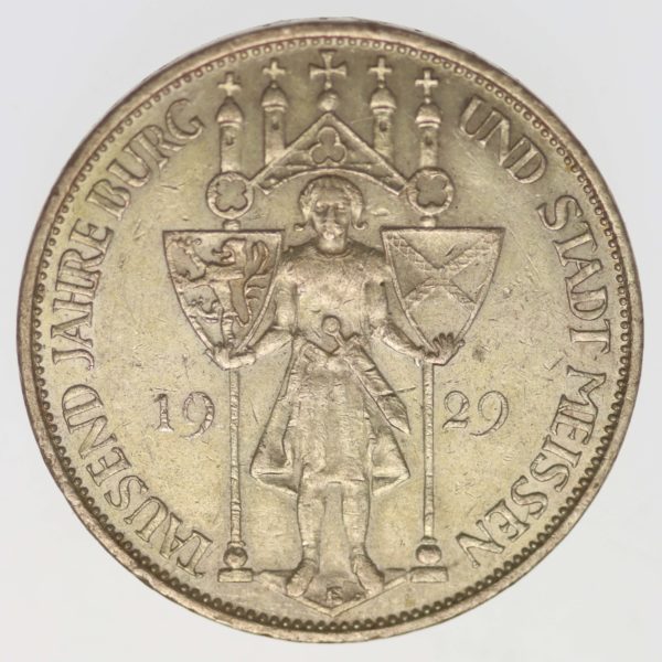 weimarer-republik-deutsche-silbermuenzen - Weimarer Republik 3 Reichsmark 1929 Meißen