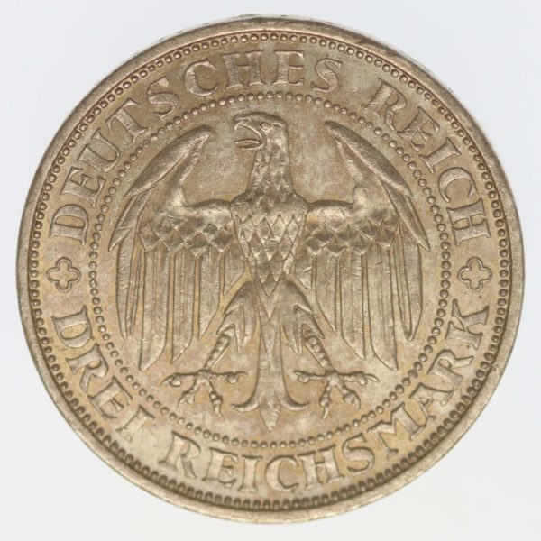 weimarer-republik-deutsche-silbermuenzen - Weimarer Republik 3 Reichsmark 1929 Meißen