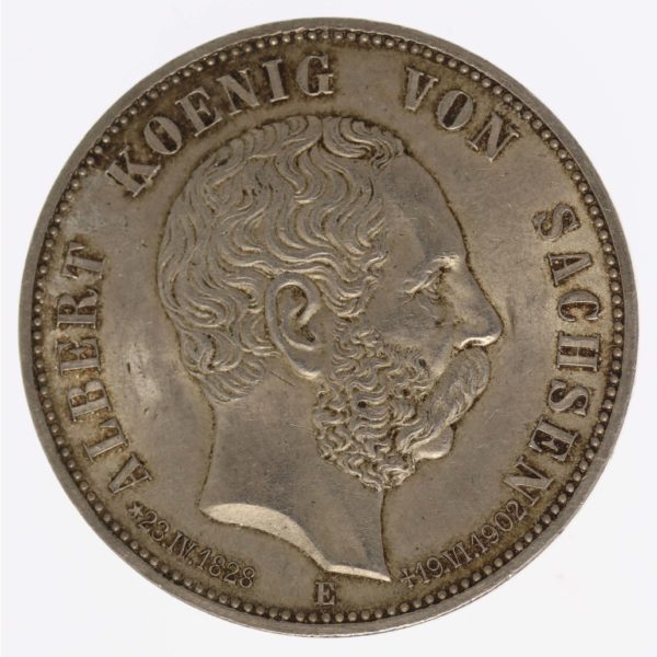 deutsches-kaiserreich-ab-1871-deutsche-silbermuenzen - Sachsen Albert 5 Mark 1902