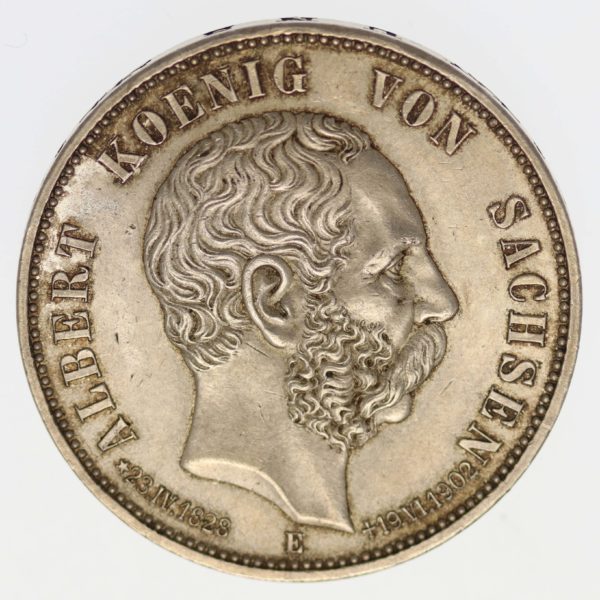 deutsches-kaiserreich-ab-1871-deutsche-silbermuenzen - Sachsen Albert 5 Mark 1902