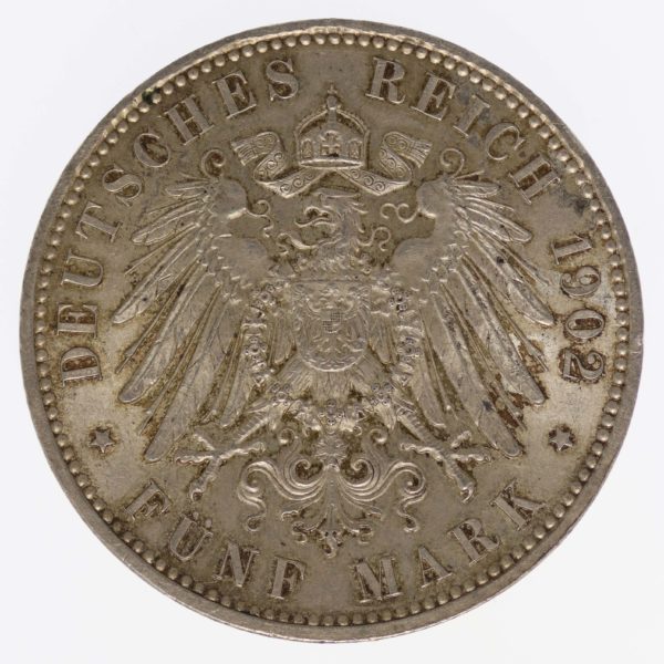 deutsches-kaiserreich-ab-1871-deutsche-silbermuenzen - Sachsen Albert 5 Mark 1902
