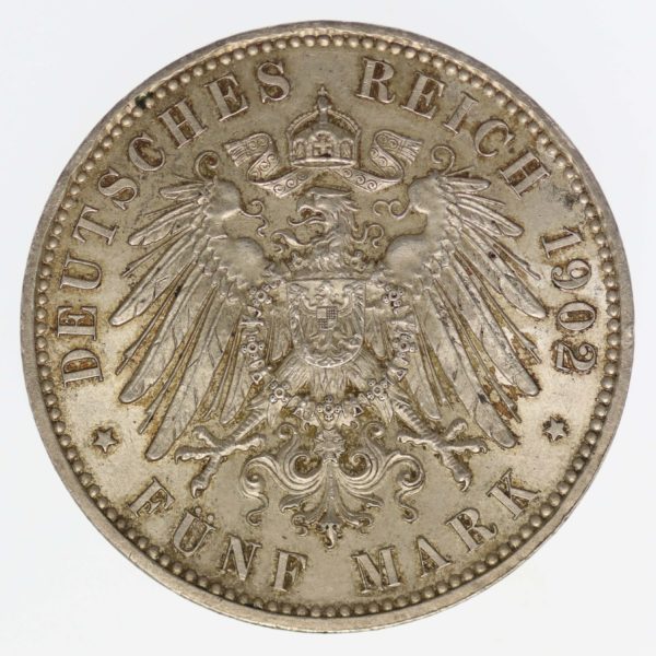 deutsches-kaiserreich-ab-1871-deutsche-silbermuenzen - Sachsen Albert 5 Mark 1902
