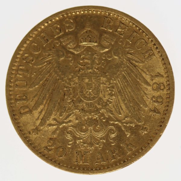 deutsches-kaiserreich-ab-1871 - Baden Friedrich I. 20 Mark 1894