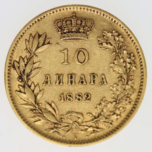 serbien - Serbien Milan I. 10 Dinara 1882