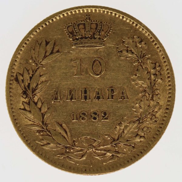 serbien - Serbien Milan I. 10 Dinara 1882
