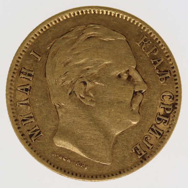 serbien - Serbien Milan I. 10 Dinara 1882