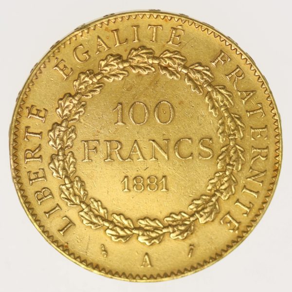 frankreich - Frankreich 100 Francs 1881 A