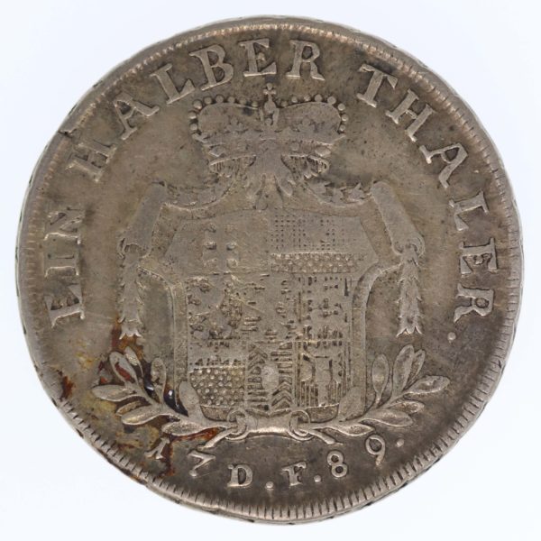 altdeutschland-deutsche-silbermuenzen - Hessen Kassel Wilhelm IX. 1/2 Taler 1789