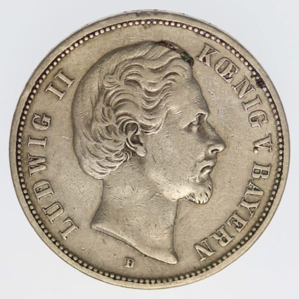 deutsches-kaiserreich-ab-1871-deutsche-silbermuenzen - Bayern Ludwig II. 5 Mark 1875 D