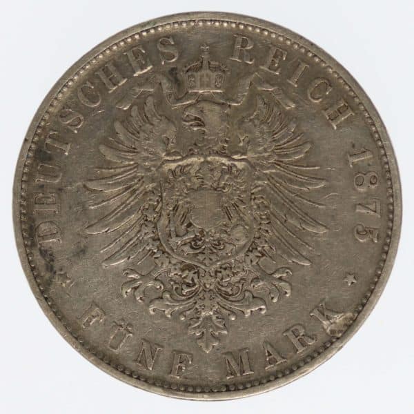 deutsches-kaiserreich-ab-1871-deutsche-silbermuenzen - Bayern Ludwig II. 5 Mark 1875 D