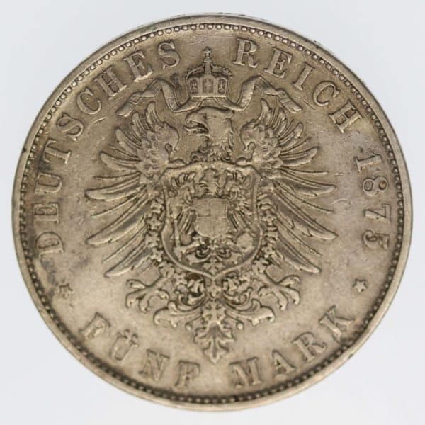 deutsches-kaiserreich-ab-1871-deutsche-silbermuenzen - Bayern Ludwig II. 5 Mark 1875 D