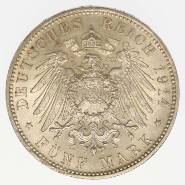 deutsches-kaiserreich-ab-1871-deutsche-silbermuenzen - Bayern Ludwig III. 5 Mark 1914