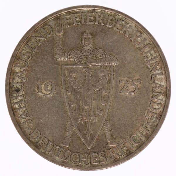 weimarer-republik-deutsche-silbermuenzen - Weimarer Republik 5 Reichsmark 1925 D Rheinlande