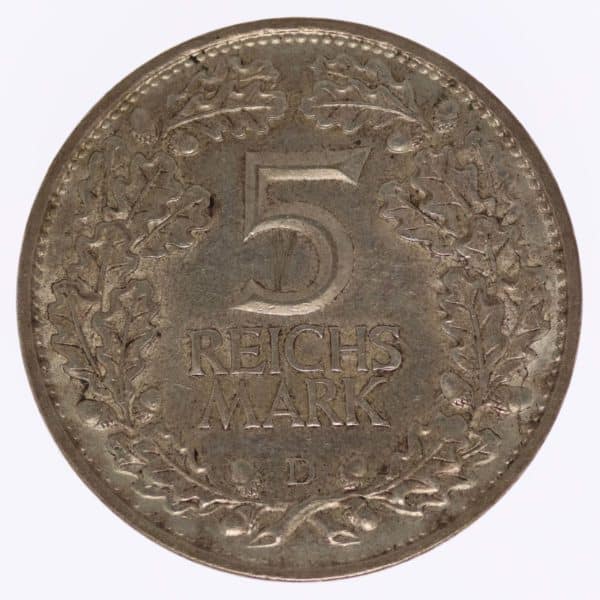 weimarer-republik-deutsche-silbermuenzen - Weimarer Republik 5 Reichsmark 1925 D Rheinlande