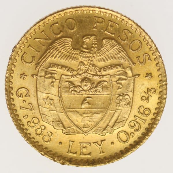 kolumbien - Kolumbien 5 Pesos 1924