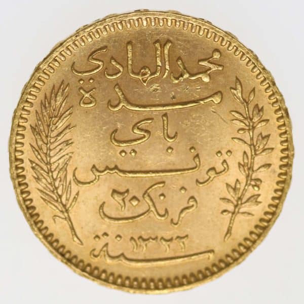 tunesien - Tunesien Mohammed El Hadi Bei 20 Francs 1904
