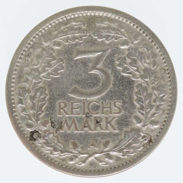 weimarer-republik-deutsche-silbermuenzen - Weimarer Republik 3 Reichsmark 1931 A