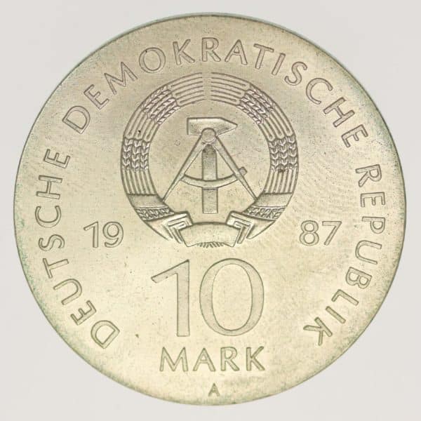 ddr-deutsche-silbermuenzen - DDR 10 Mark 1987 Schauspielhaus Berlin