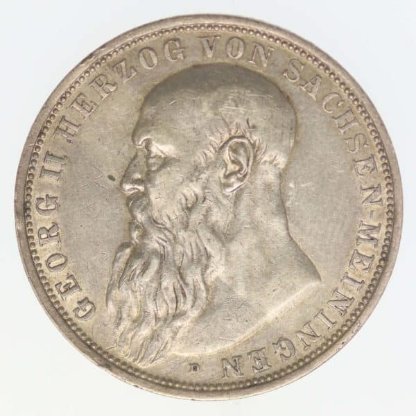 deutsches-kaiserreich-ab-1871-deutsche-silbermuenzen - Sachsen Meiningen Georg II. 3 Mark 1908