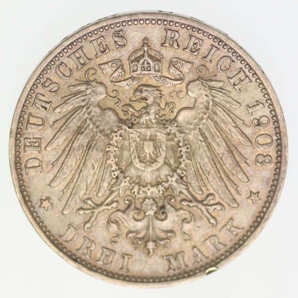 deutsches-kaiserreich-ab-1871-deutsche-silbermuenzen - Sachsen Meiningen Georg II. 3 Mark 1908