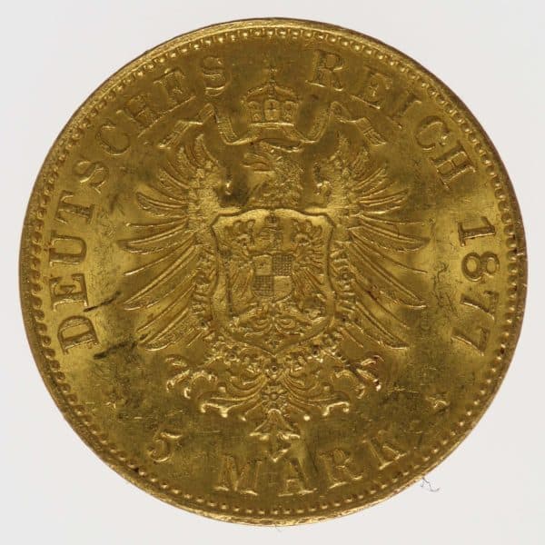 deutsches-kaiserreich-ab-1871 - Hamburg Stadtwappen 5 Mark 1877