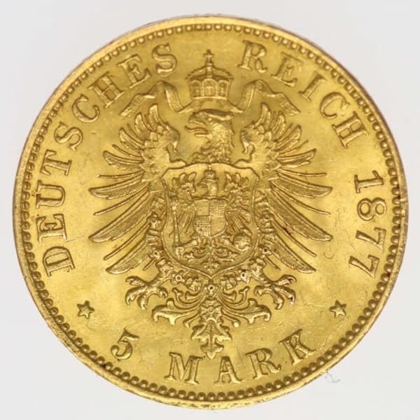 deutsches-kaiserreich-ab-1871 - Hamburg Stadtwappen 5 Mark 1877