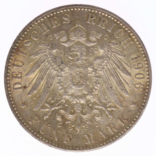 deutsches-kaiserreich-ab-1871-deutsche-silbermuenzen - Bremen Stadtwappen 5 Mark 1906