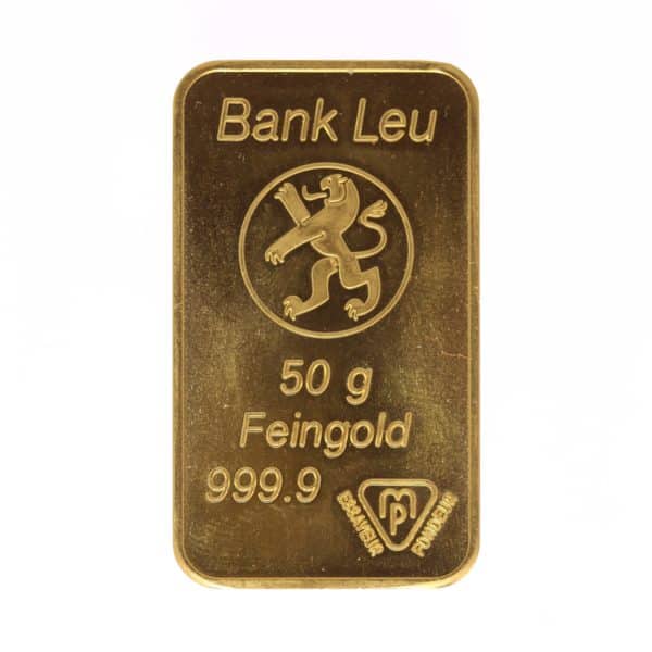 goldbarren - Goldbarren 50 Gramm MP für Bank Leu