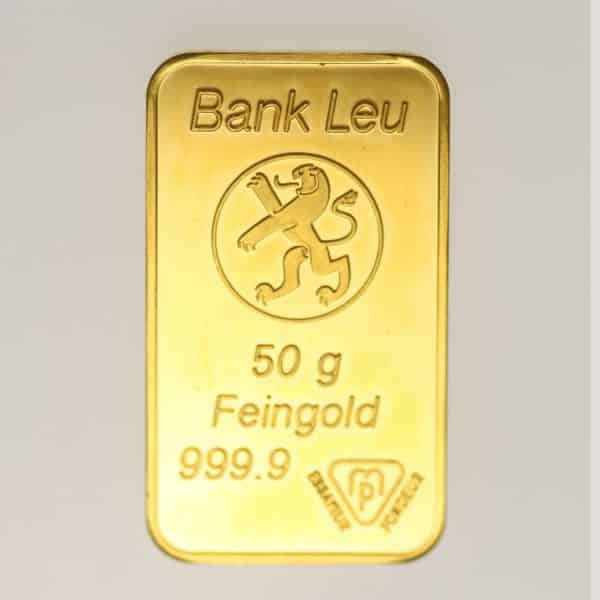goldbarren - Goldbarren 50 Gramm MP für Bank Leu