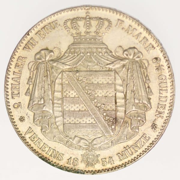 altdeutschland-deutsche-silbermuenzen - Sachsen Friedrich August II. Doppeltaler 1854