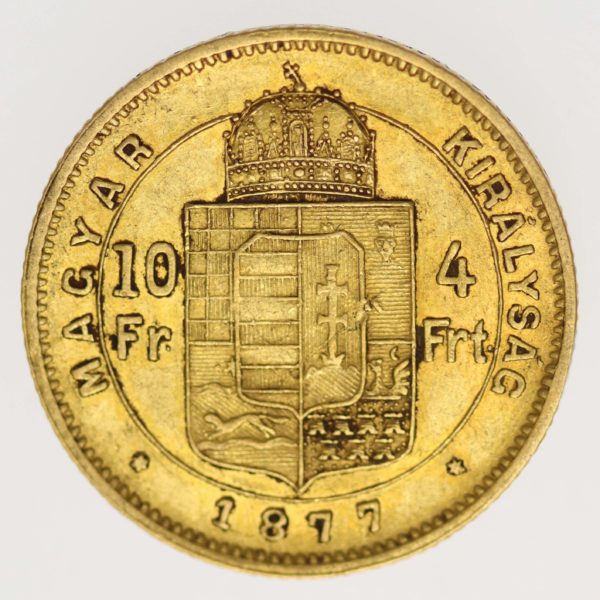 ungarn, oesterreich - Österreich Kaiserreich Franz Joseph I. 4 Forint 1877