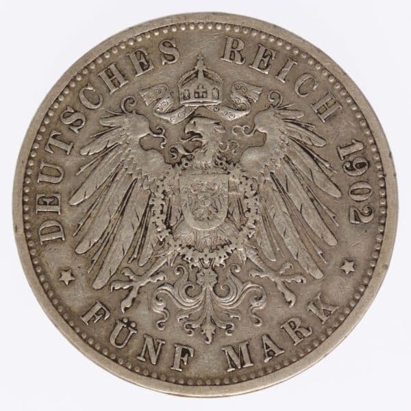 deutsches-kaiserreich-ab-1871-deutsche-silbermuenzen - Baden Friedrich I. 5 Mark 1902