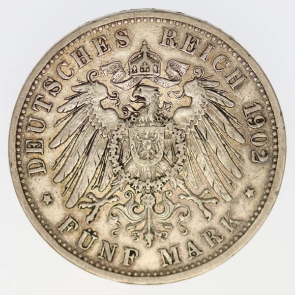 deutsches-kaiserreich-ab-1871-deutsche-silbermuenzen - Baden Friedrich I. 5 Mark 1902