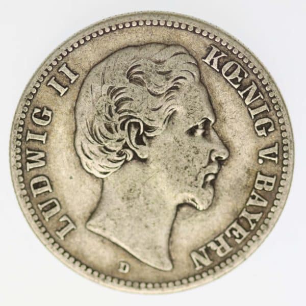 deutsches-kaiserreich-ab-1871-deutsche-silbermuenzen - Bayern Ludwig II. 2 Mark 1876 D