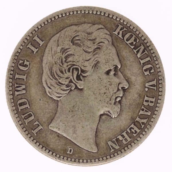 deutsches-kaiserreich-ab-1871-deutsche-silbermuenzen - Bayern Ludwig II. 2 Mark 1876 D