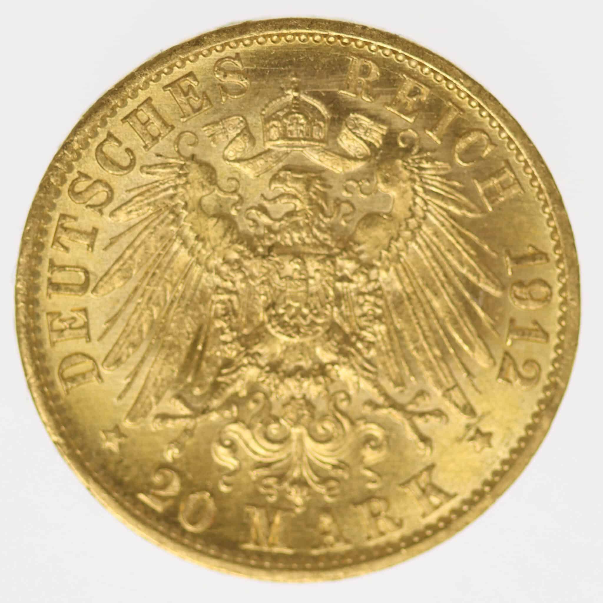 deutsches-kaiserreich-ab-1871 - Preussen Wilhelm II. 20 Mark 1912 A