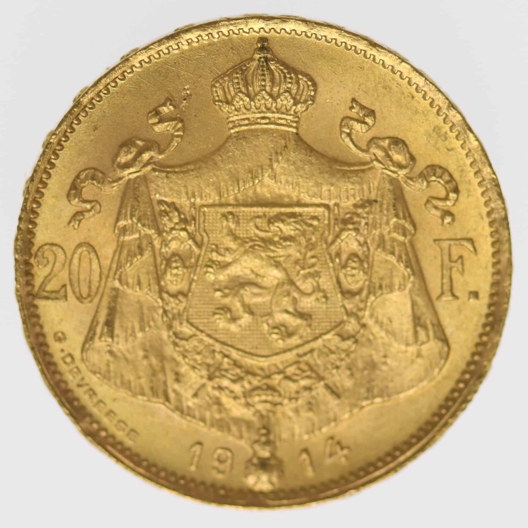 belgien - Belgien Albert 20 Francs 1914