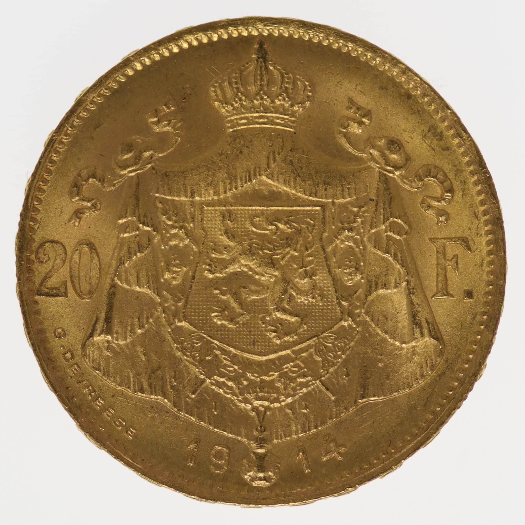 belgien - Belgien Albert 20 Francs 1914