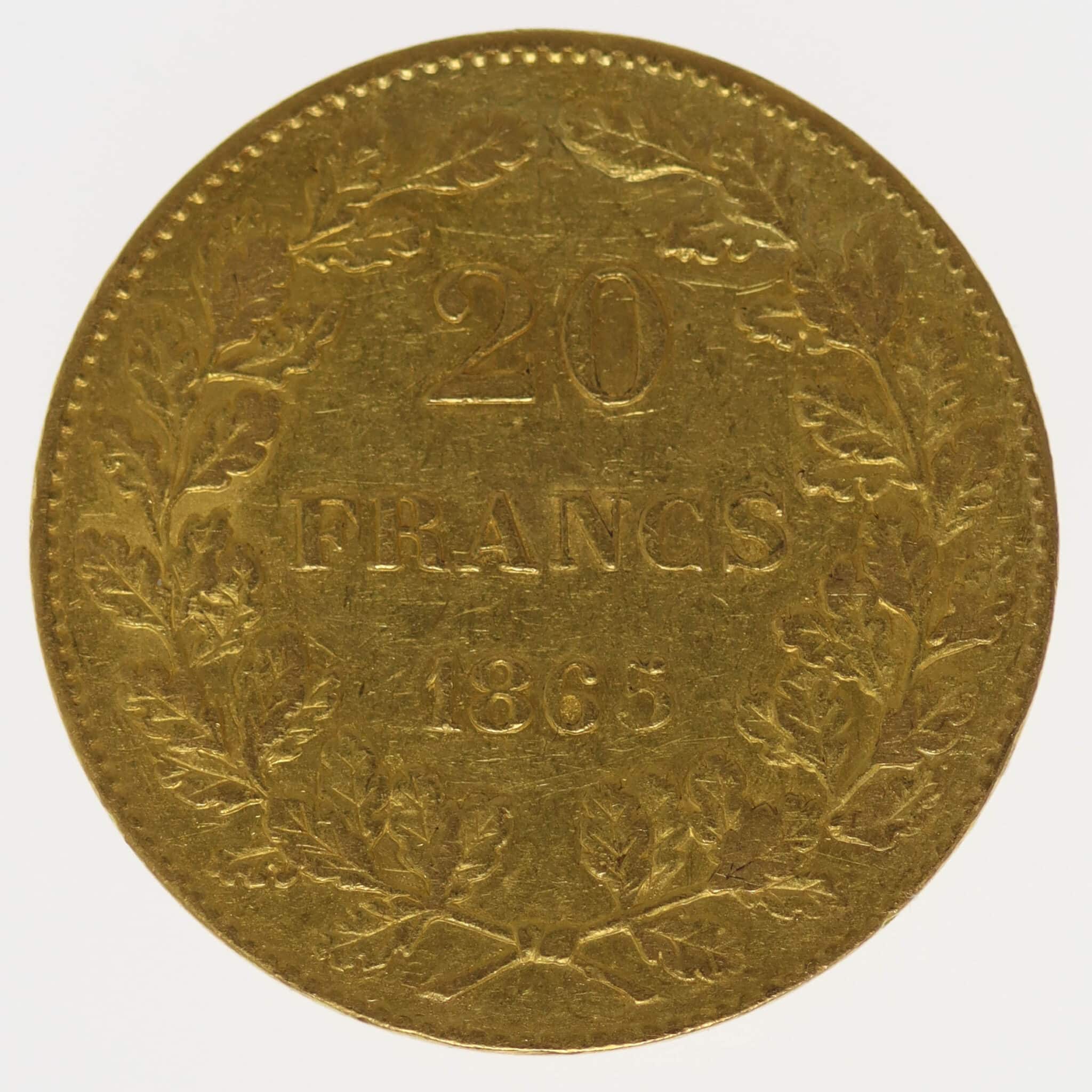 belgien - Belgien Leopold I. 20 Francs 1865
