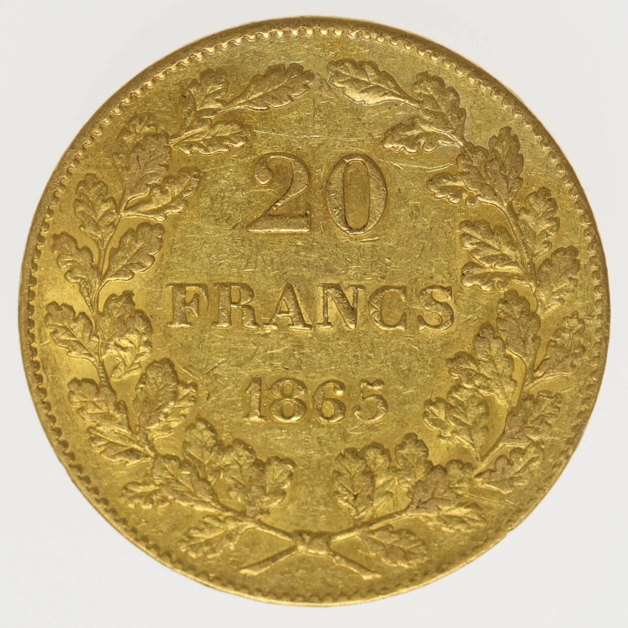 belgien - Belgien Leopold I. 20 Francs 1865