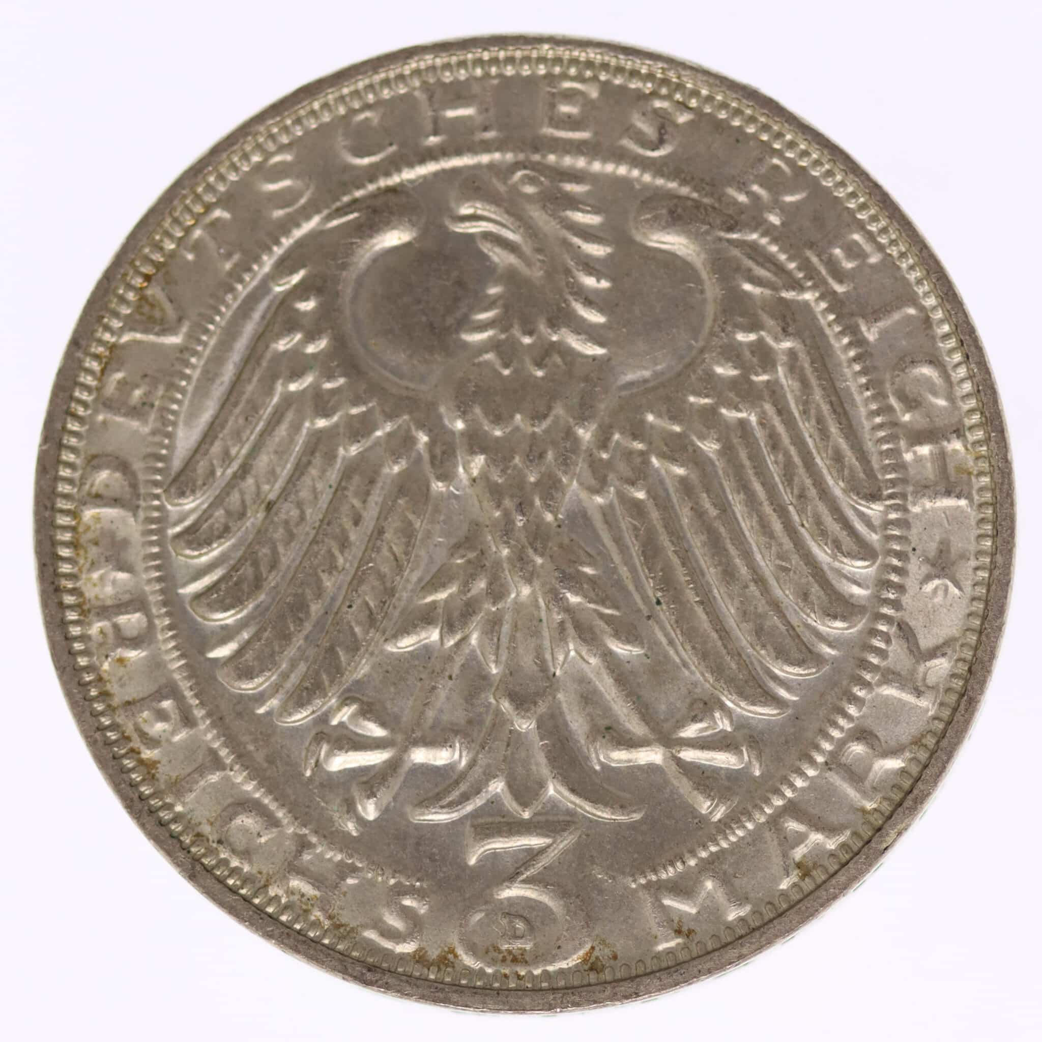 weimarer-republik-deutsche-silbermuenzen - Weimarer Republik 3 Reichsmark 1928 Dürer