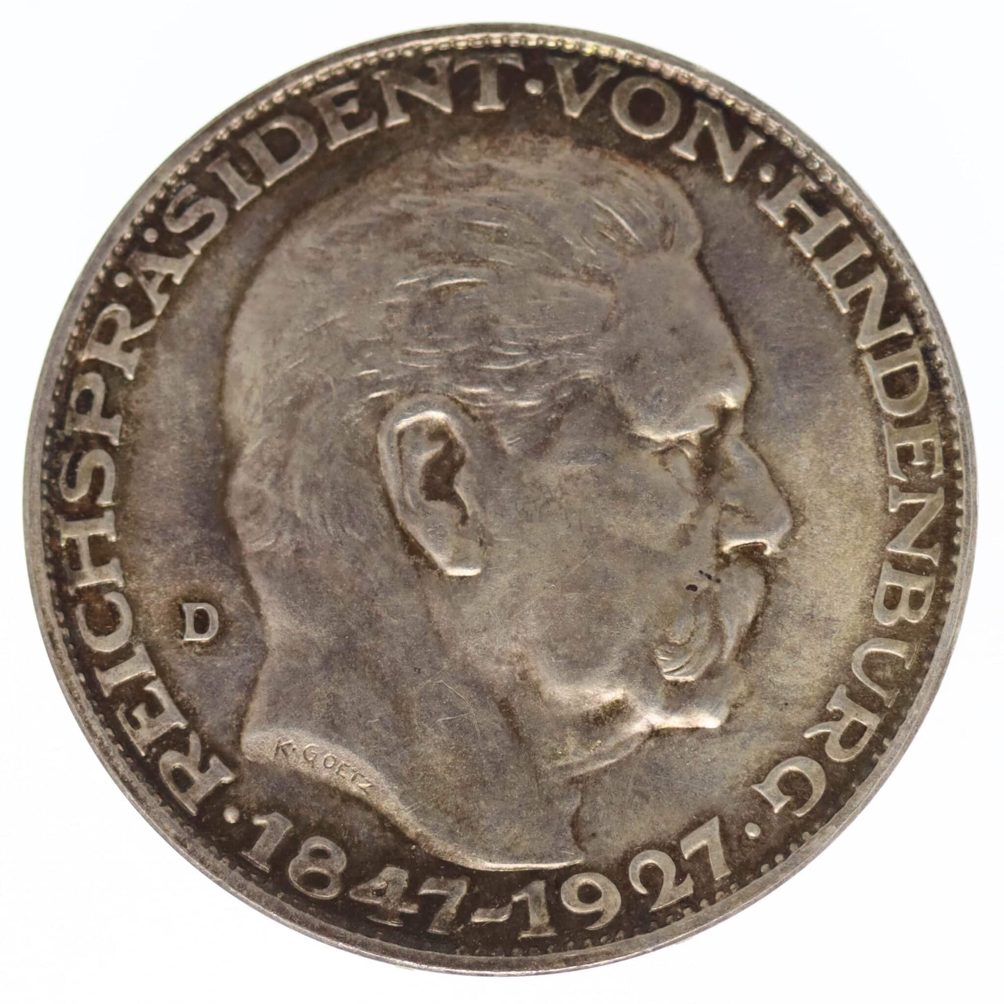 weimarer-republik-deutsche-silbermuenzen - Weimarer Republik Silbermedaille 1927