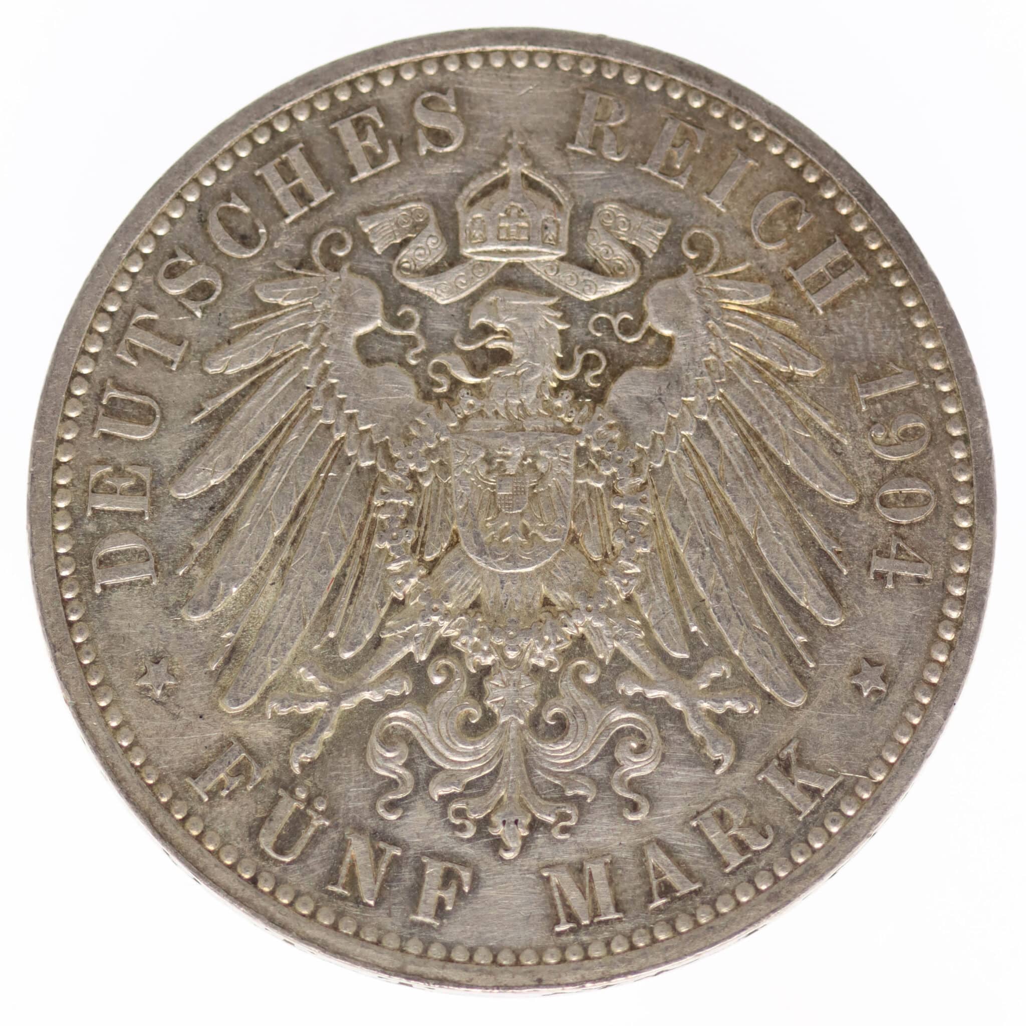 deutsches-kaiserreich-ab-1871-deutsche-silbermuenzen - Sachsen Georg 5 Mark 1904